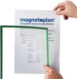 Cadre d'affichage magnétique magnetofix A4 vert par 5
