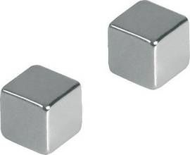 Aimant néodyme force adhésive 3000g carré 10x10mm chrome par 2