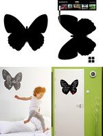 Ardoise murale silhouette papillons sans cadre 36x30cm noir