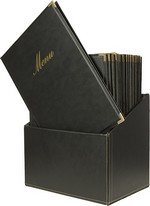 Protège-menus souple A4 simili cuir noir lot de 20 dans une boite