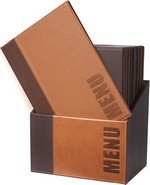 Protège-menus Trendy A4 similicuir marron clair lot de 20 dans une boite