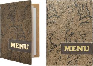 Protège-menus Design Paisley A4 L240xH340mm plastique effet cuir brun