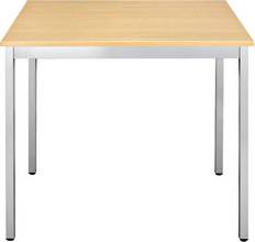 Table réunion Modulaire rectangulaire 120x80cm plateau hêtre/pieds alu argenté