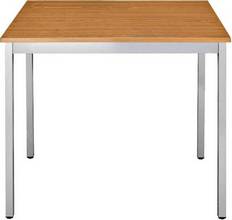 Table réunion Modulaire rectangulaire 120x80cm plateau merisier/pieds alu argenté