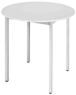 Table ronde 80cm plateau gris clair/pieds aluminium