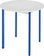 Table ronde 80cm plateau gris clair/pieds bleu