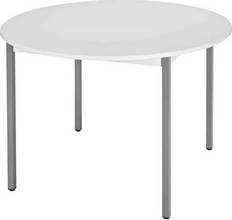 Table ronde 110cm plateau gris clair/pieds gris