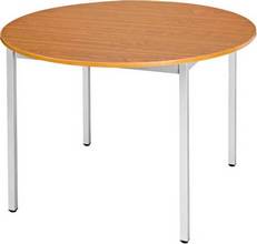 Table ronde 110cm plateau merisier/pieds aluminium