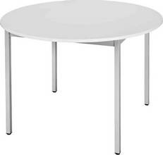 Table ronde 120cm plateau gris clair/pieds aluminium