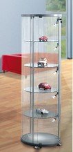 Vitrine ronde expoline en verre avec 4 étagères hauteur 1,8m