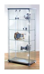 Vitrine rectangulaire expoline en verre avec 4 étagères hauteur 1,8m