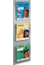 Porte prospectus mural Artline 3 cases A4 portrait L290xH1020xP65mm gris alu