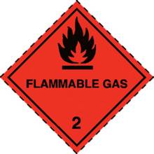 Etiquettes produits dangereux 100x100mm classe 2 - Gaz inflammable, flamme + texte 1000 étiquettes