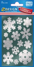 Stickers de Noel étoiles flocon neige film brillant argent 28 pcs