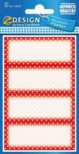 Etiquettes avec cadres rectangulaire 26x70mm rouge-blanc pointillé 12pcs