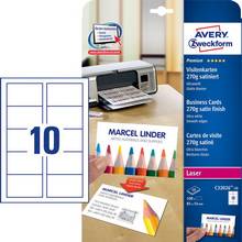 Cartes de visite 85x54mm bords lisses blanc mat 270g par 100