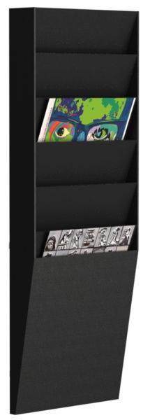 Porte-brochures mural trieur 6 cases A4 portrait noir