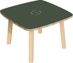 Table basse Woody pieds bois massif plateau MDF L600xP600xH400mm vert/hêtre