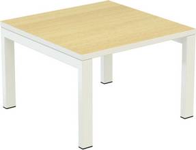Table basse d accueil easyDesk carré L600xP600xH400mm hêtre/blanc