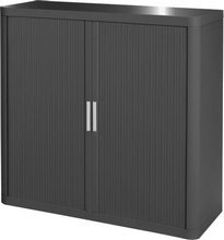 Armoire à rideau easyOffice 2 étagères L1100xP415xH1040mm corps et rideaux anthracite