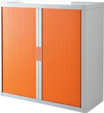 Armoire à rideau easyOffice 2 étagères L1100xP415xH1040mm corps blanc rideaux orange