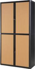 Armoire à rideau easyOffice 4 étagères L1100xP415xH2040mm corps noir rideaux hêtre