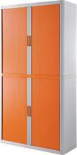 Armoire à rideau easyOffice 4 étagères L1100xP415xH2040mm corps blanc rideaux orange