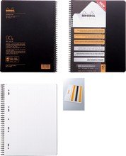 Carnet spirale Rhodiactive A4+ 160pages 90g carreaux 5x5 PP noir