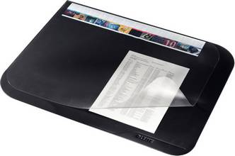 Sous-main Soft-Touch avec rabat transparent 53x40cm noir