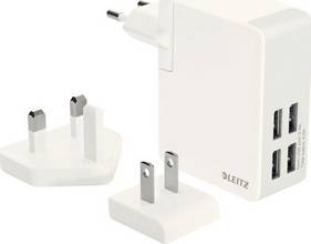 Kit de fiches de secteur de voyage Travel Wall Charger 3 rises EU-UK-US avec 4 ports usb