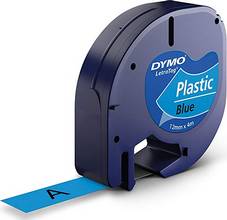 Rubans LetraTag Plastic S0721650 12mmx4m écriture noire sur plastique bleu