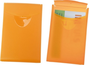 Porte cartes de visite Cognito pour 20 cartes plastique orange translucide