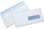 Enveloppes blanches 80g DL 110x220mm auto-adhésives fenêtre 35x100mm position 20/20 par 500