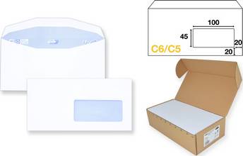 Enveloppes Envel Matic Office C5/C6 114x229mm blanc gommée 80g mécanisables sans fenetre 1000pcs