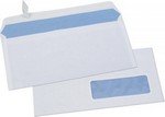 Enveloppes blanches 80g DL 110x220mm auto-adhésives fenêtre 45x100mm par 50