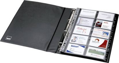 Classeur 4 anneaux 2 rangées pour 400 cartes de visite 90x58mm noir mat