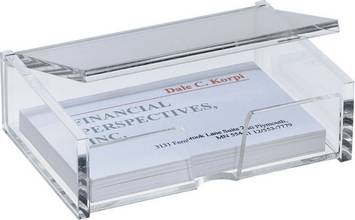 Boîte pour 80 cartes de visite 90x58mm acrylique cristal avec couvercle et encoche