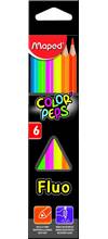 Crayons de couleur Color Peps Fluo, étui en carton de 6