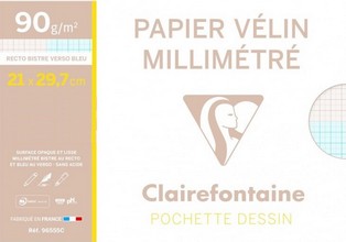 Pochette 12+3 feuilles Papier vélin millimétré A4 90g Pack promo