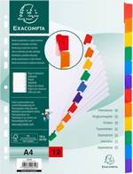 Intercalaires carte blanche 160g avec onglet couleurs renforcé A4 12 positions