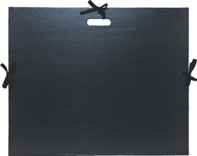 Carton à dessin avec rubans et poignée 59x72cm carton kraft vernis noir