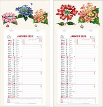 Calendrier mensuel mural 2024 support fleurs 285x155mm couleur assorties