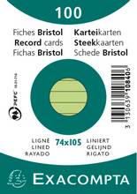 Fiches bristol A7 74x105mm 205g ligné non perforé paquet de 100 sous film vert