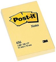 Bloc 100 feuilles Notes adhésives Post-it 51 x 76 mm jaune 656