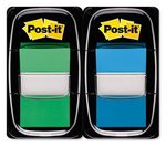 Marque-page standard Post-it 25,4x43,2 mm Lot de 2x50 vert-bleu