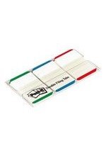 Marque-pages Post-it Rigide 25x38mm 3 bloc de 22 vert, bleu et rouge