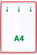 Pochettes à pivots A4 transparente ouverture en haut bord rouge