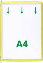 Pochettes à pivots A4 transparente ouverture en haut bord jaune