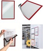 Cadre d'affichage magnétiques pour surfaces métalliques A3 rouge  par 5