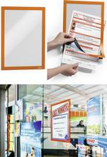 Cadre d affichage adhésif avec encadrement magnétique Durafame A4 orange par 10